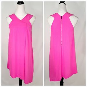 RACHEL ROY Hot Pink Asymmetrical Midi Dress with Pockets